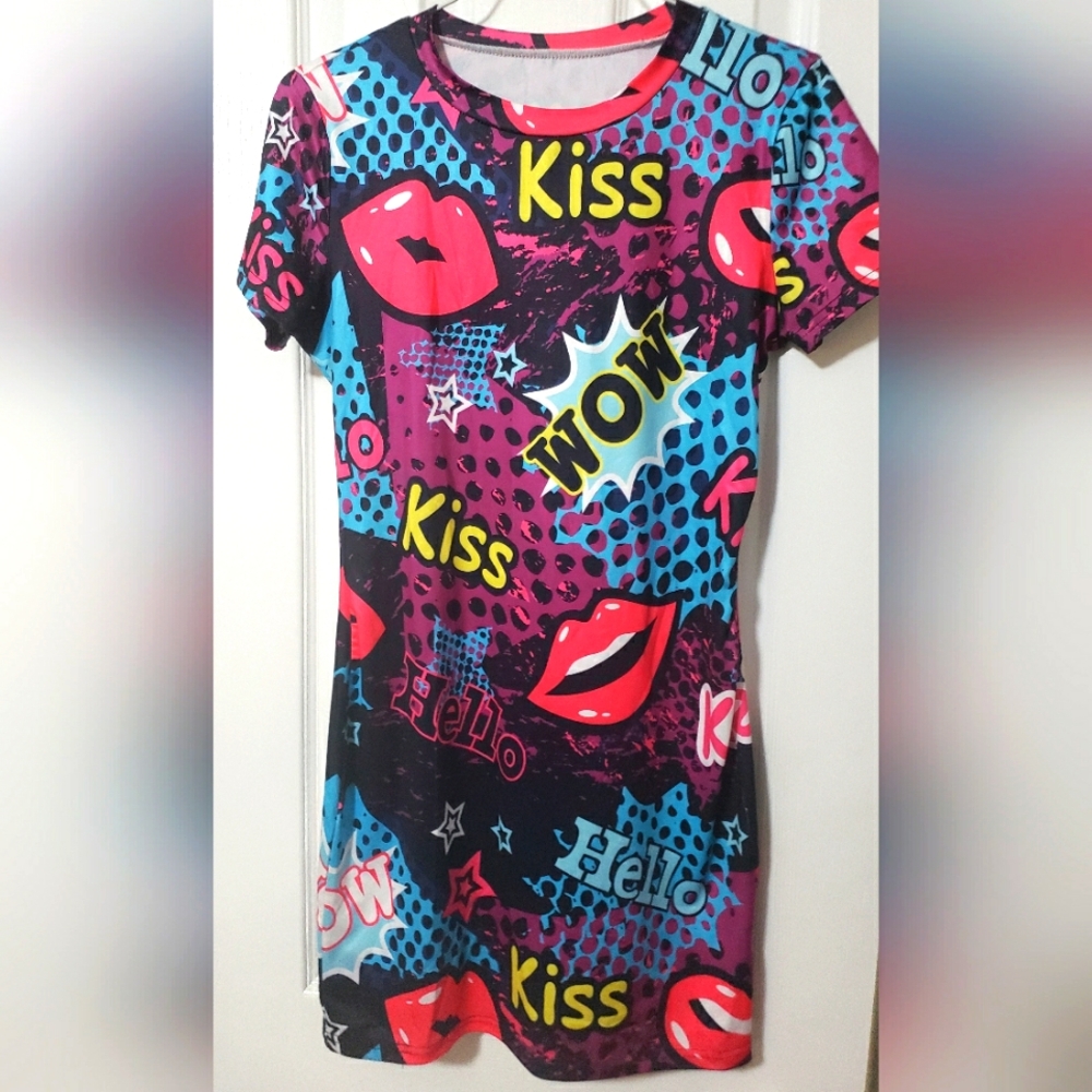 Colorful Graphic Print Dress